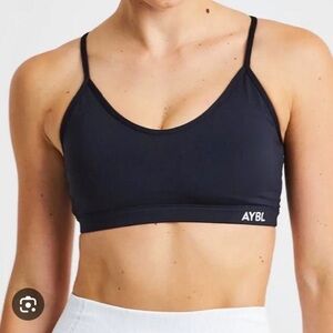 AYBL Black Strappy Sports Bra Crossback Gym Activewear  Size Small.